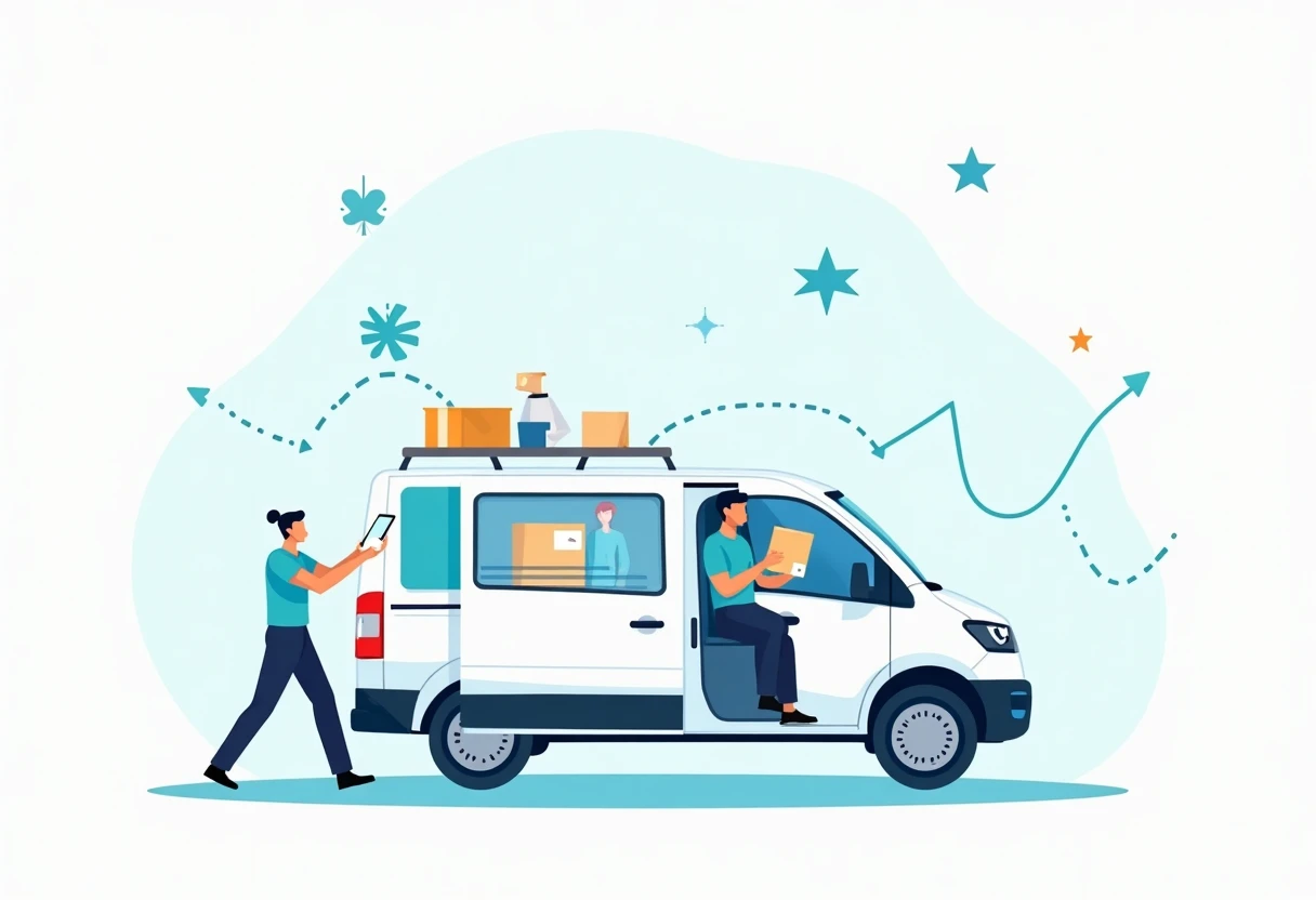 Efficient delivery driver in a modern van